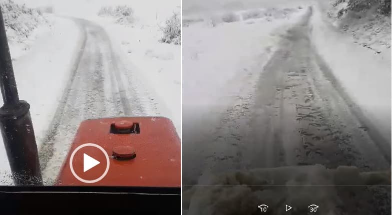 Banori i Skenderaj merr traktorin dhe del për pastrimin e rrugës me borë |Video