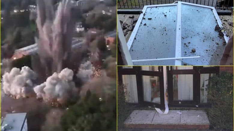 Momenti kur bomba e Luftës së Dytë Botërore shpërthehet në mes të një qyteti në Angli
