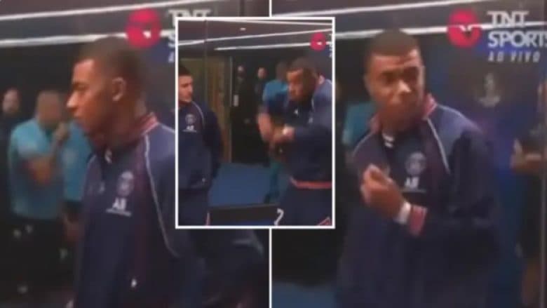 Momenti komik para ndeshjes së PSG-së ndaj RB Leipzig, gjyqtari ‘frikësoi’ Mbappen