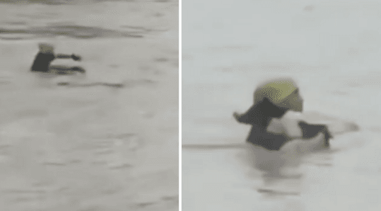 Video virale, burri rrezikon jetën për të shpëtuar qenin që po mbytej në ujë