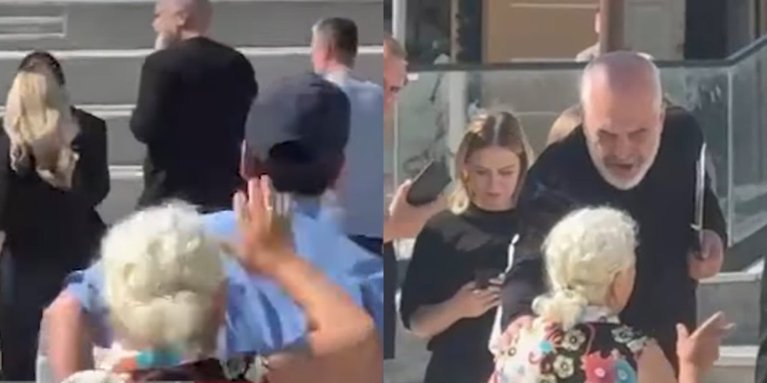 E moshuara i kalon “kordonet” e policisë në Vlorë duke vrapuar pas Ramës, ky i kthehet “çka ke, çka ke?”, pastaj ndalet e bisedon