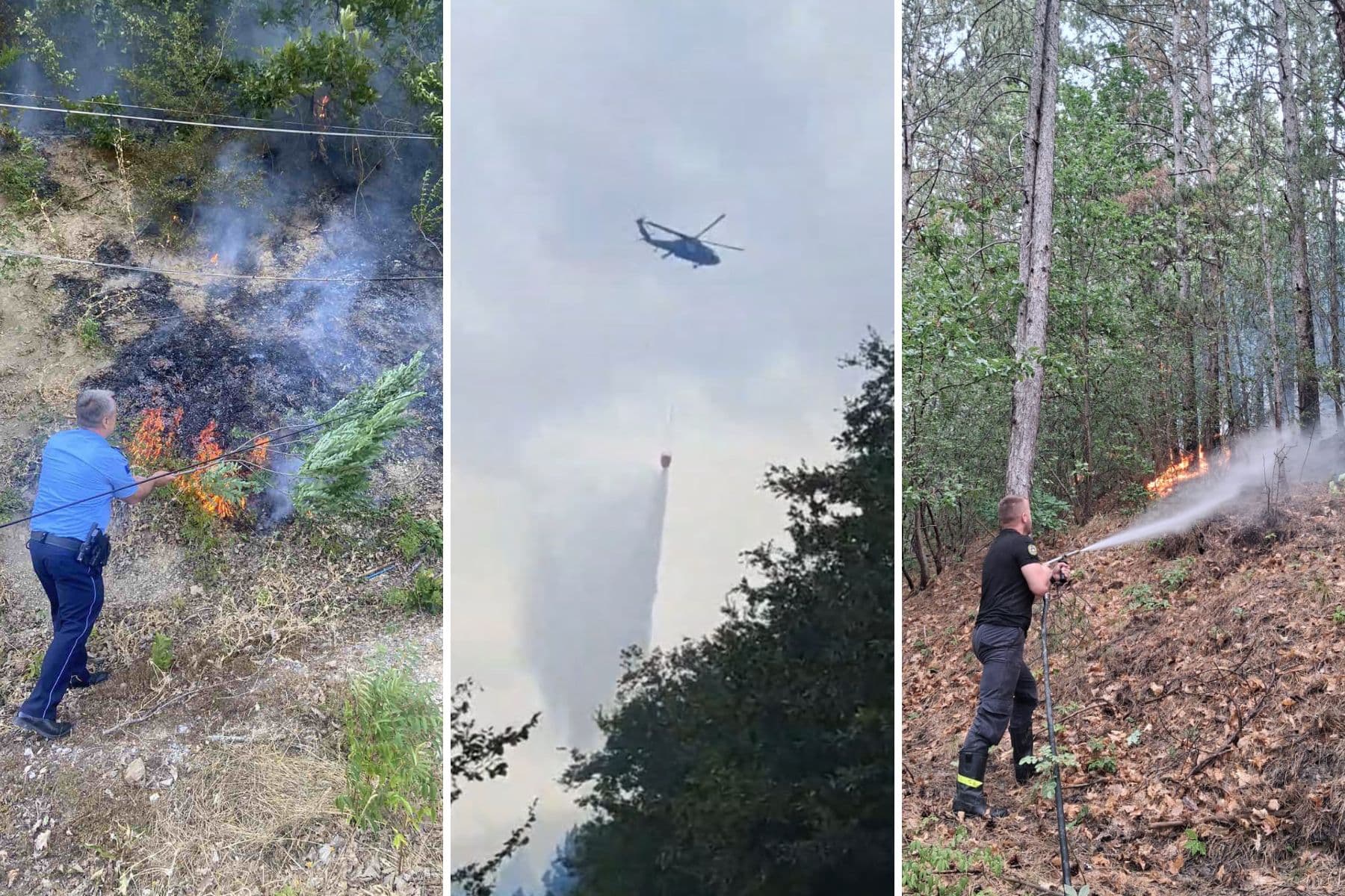 Helikopteri i KFOR-it në aksion për shuarjen e zjarrit pranë Manastirit të Deviçit