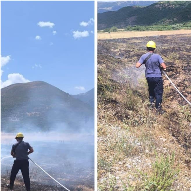 Zjarr pranë banesave në Kardhiq