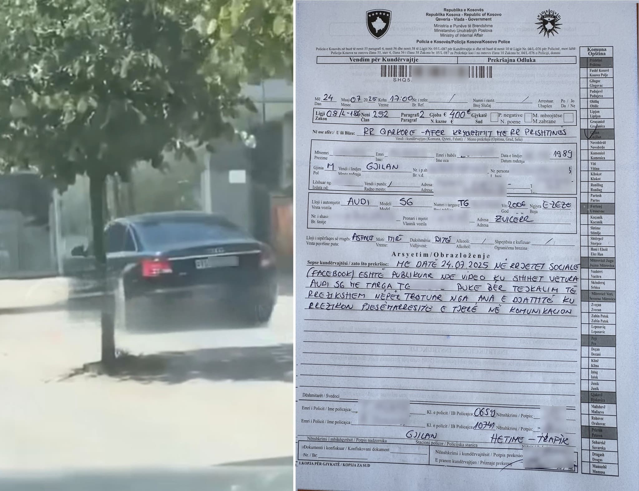 Mërgimtari me Audi tejkalon përmes trotuarit në Gjilan, mediat në Zvicër e bëjnë lajm