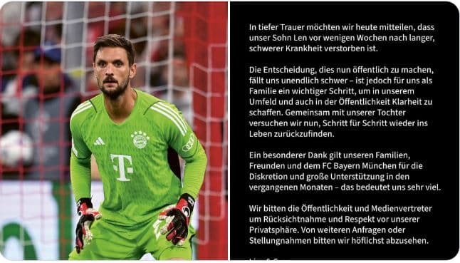 Portieri i Bayern Munchen njofton vdekjen e djalit 6 vjeçar
