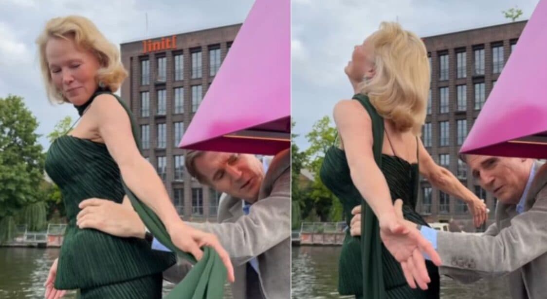 Pamela Anderson dhe Liam Neeson rikthejnë skenën legjendare të Titanikut