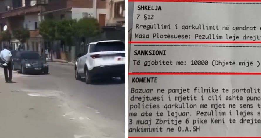 E rrallë/ Polici qarkullonte në sensin e kundërt, gjobitet dhe i pezullohet leja e drejtimit për 3 muaj