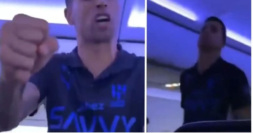 Joao Cancelo e grushton një person në aeroplan