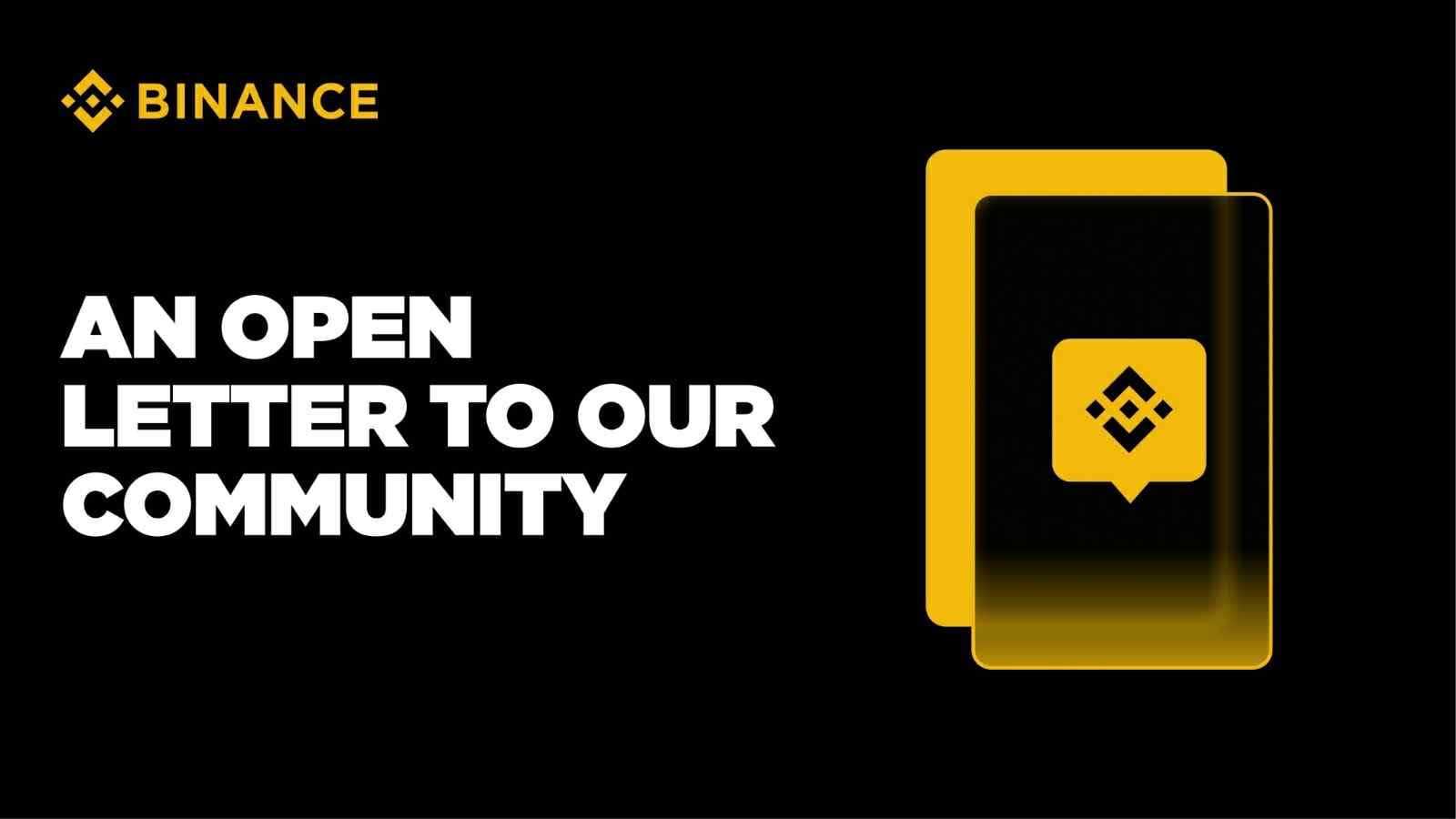 Një letër e hapur për komunitetin e kriptos nga Binance