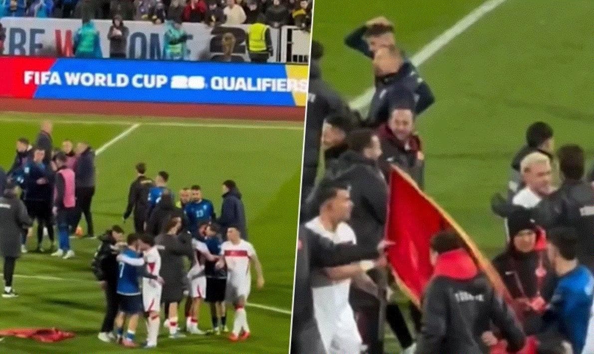 Tifozi kosovar hodhi flamurin kombëtarë në tokë, futbollisti turk e ngre dhe ia dorëzon Rashicës