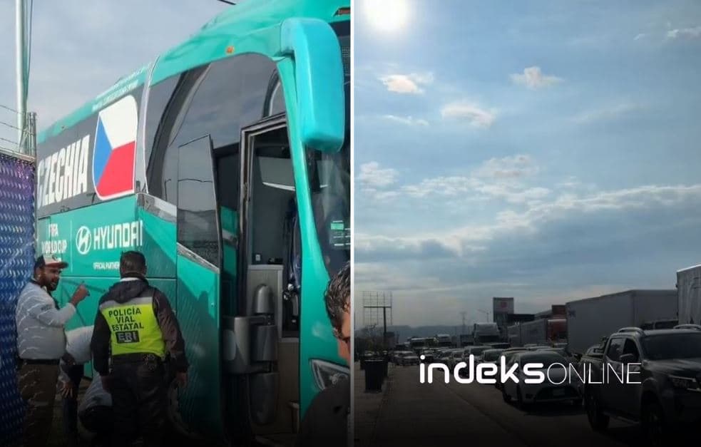 Featured image for Kaos para ndeshjes në Botëror, autobusi i Çekisë bllokon trafikun në Meksikë