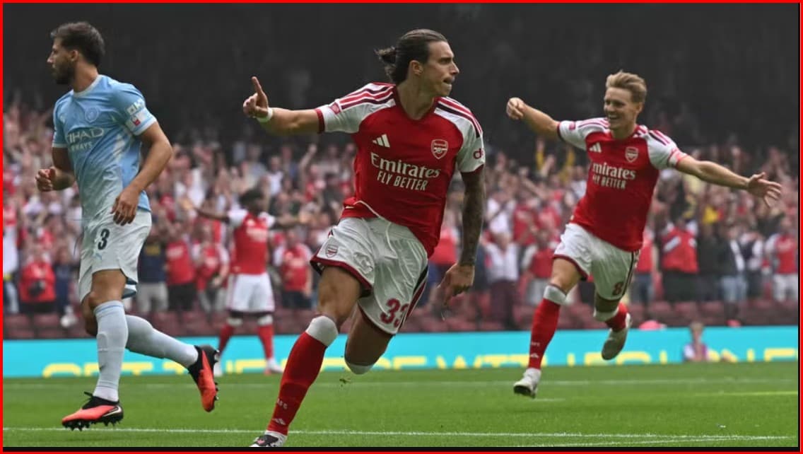 Arsenal demolon Cityn dhe fiton Community Shield, Calafiori hyn në histori me golin rekord