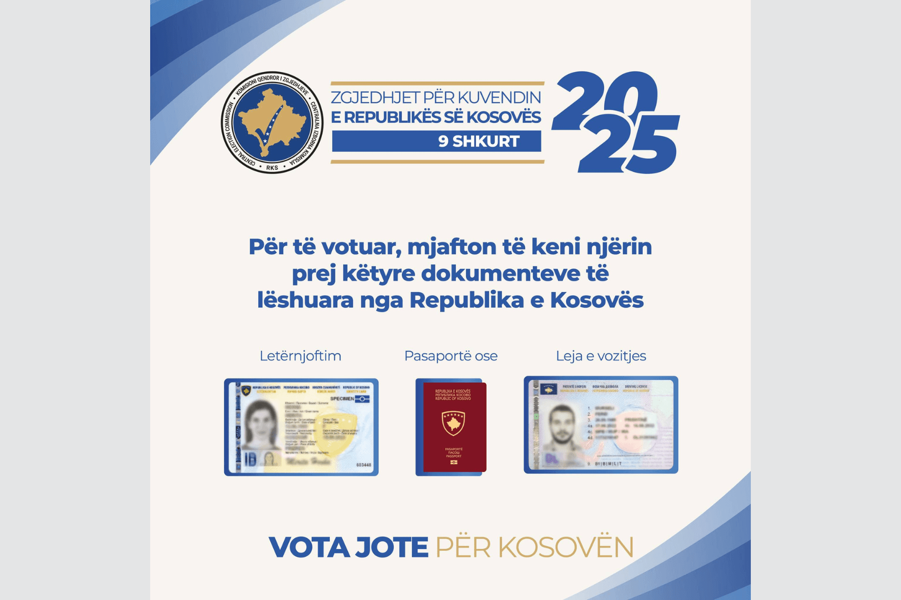 KQZ-ja njofton: Letërnjoftimi, pasaporta dhe patentëshoferi – dokumentet e vlefshme për votim
