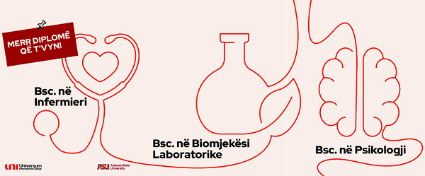 🎓 Studio Infermieri, Biomjekësi Laboratorike apo Psikologji në UNI – Universum International College, me program amerikan nga Arizona State University (ASU) – universiteti Nr.1 për inovacion në SHBA!
