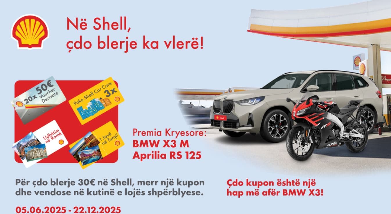 Shell Kosova shpërblen konsumatorët besnikë, BMW X3, Motoçikleta Aprilia RS125 e shumë e shumë shpërblime të tjera
