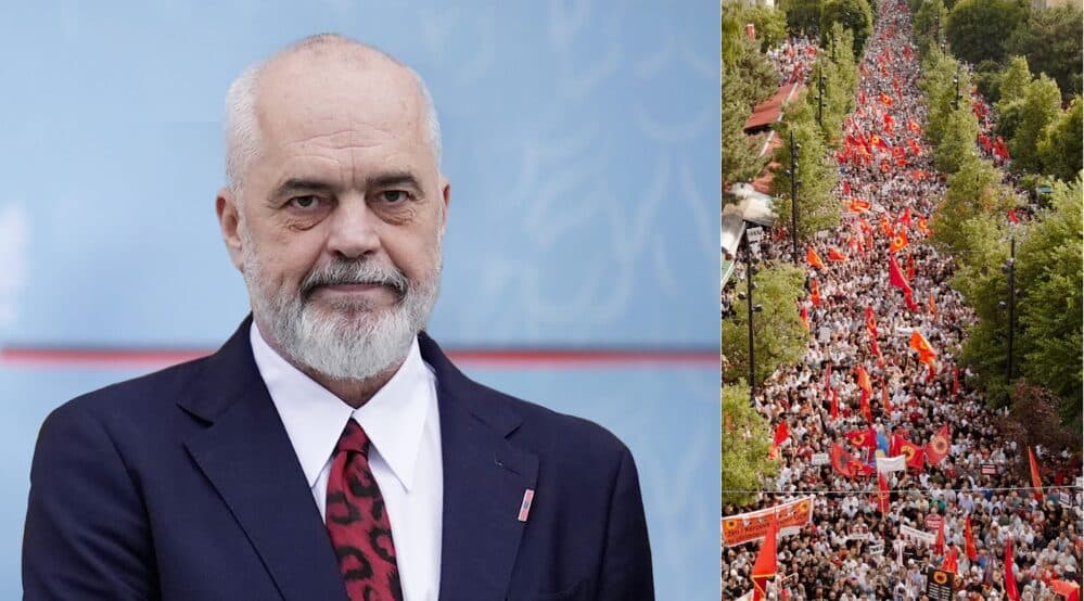 Edi Rama pa tekst, publikon një fotografi madhështore të protestës së sotme në Prishtinë
