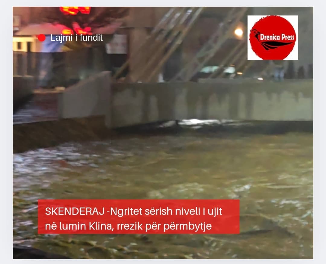 Rritet sërish niveli i lumit Klina, rrezik për përmbytje të reja në Skenderaj (VIDEO)
