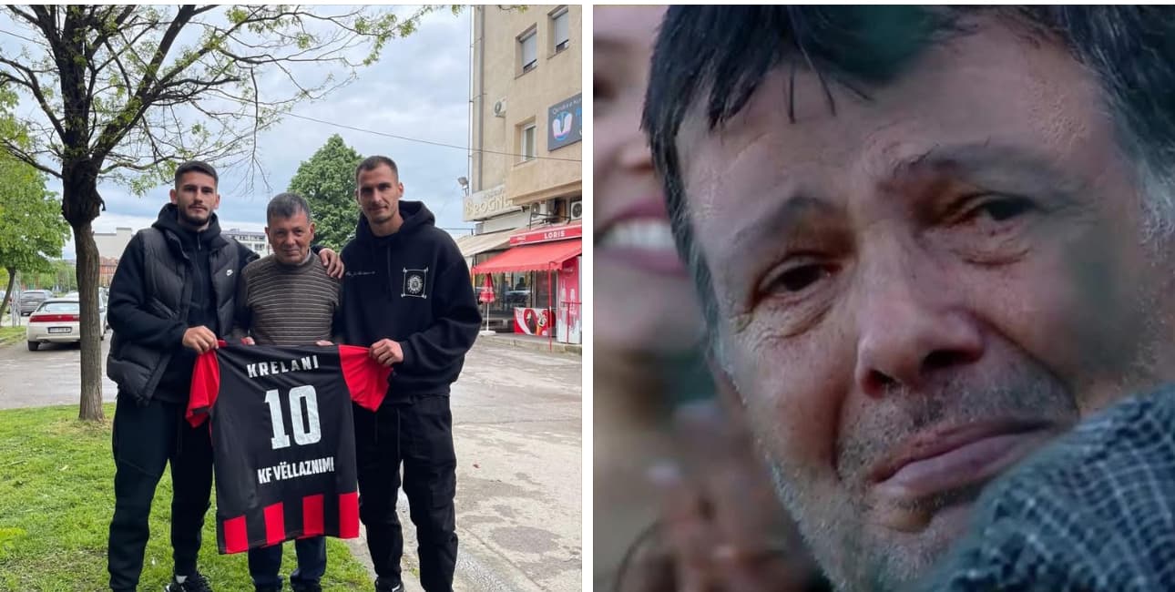 Një jetë për ngjyrat kuqezi: Futbollistët e Vëllaznimit i dhurojnë një fanellë tifozit besnik