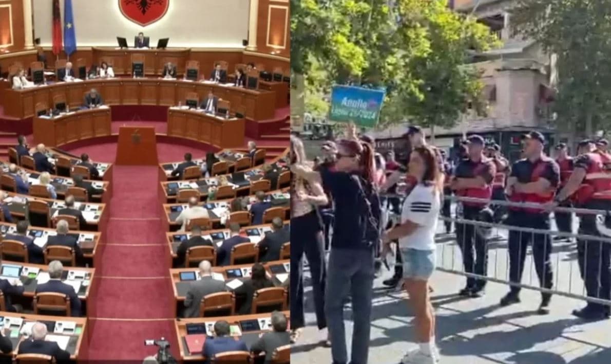 Protestuesit godasin me vezë efektivët e policisë në Shqipëri