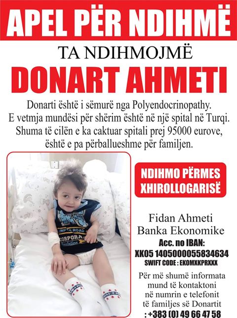 LAJM URGJENT: I përkeqësohet gjendja shëndetësore 4-vjeçarit nga Mitrovica