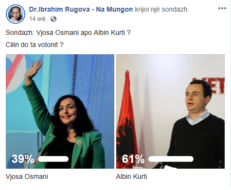 Albini mposhtë Vjosën në sondazhin e LDK-së!