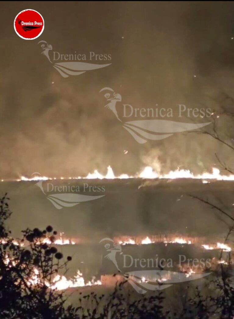VIDEO | Zjarr i madh në fshatin Murgë të Skenderajt, rrezikohet të digjet një shtëpi banimi